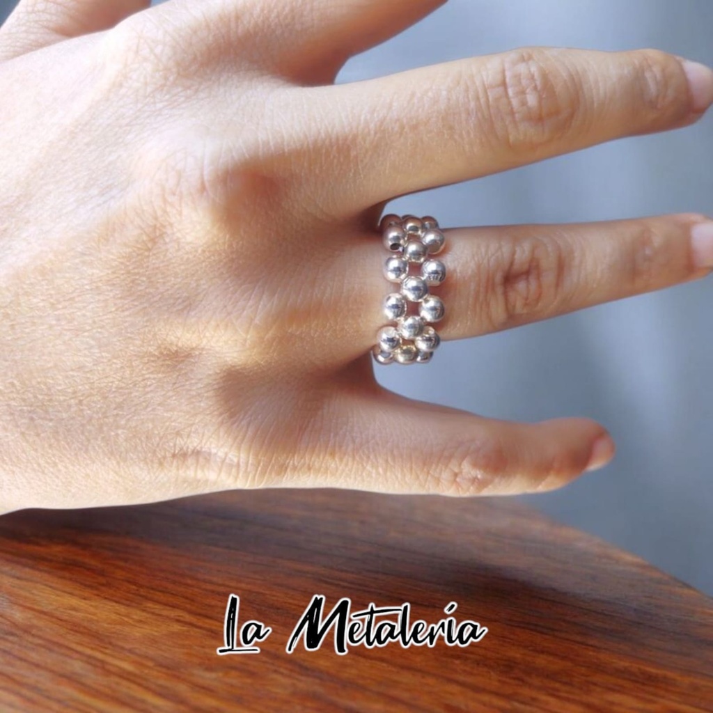 Anillo Bolitas de Plata 3hbg