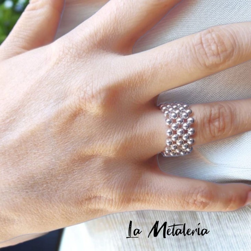 Anillo Bolitas de Plata 5hbch