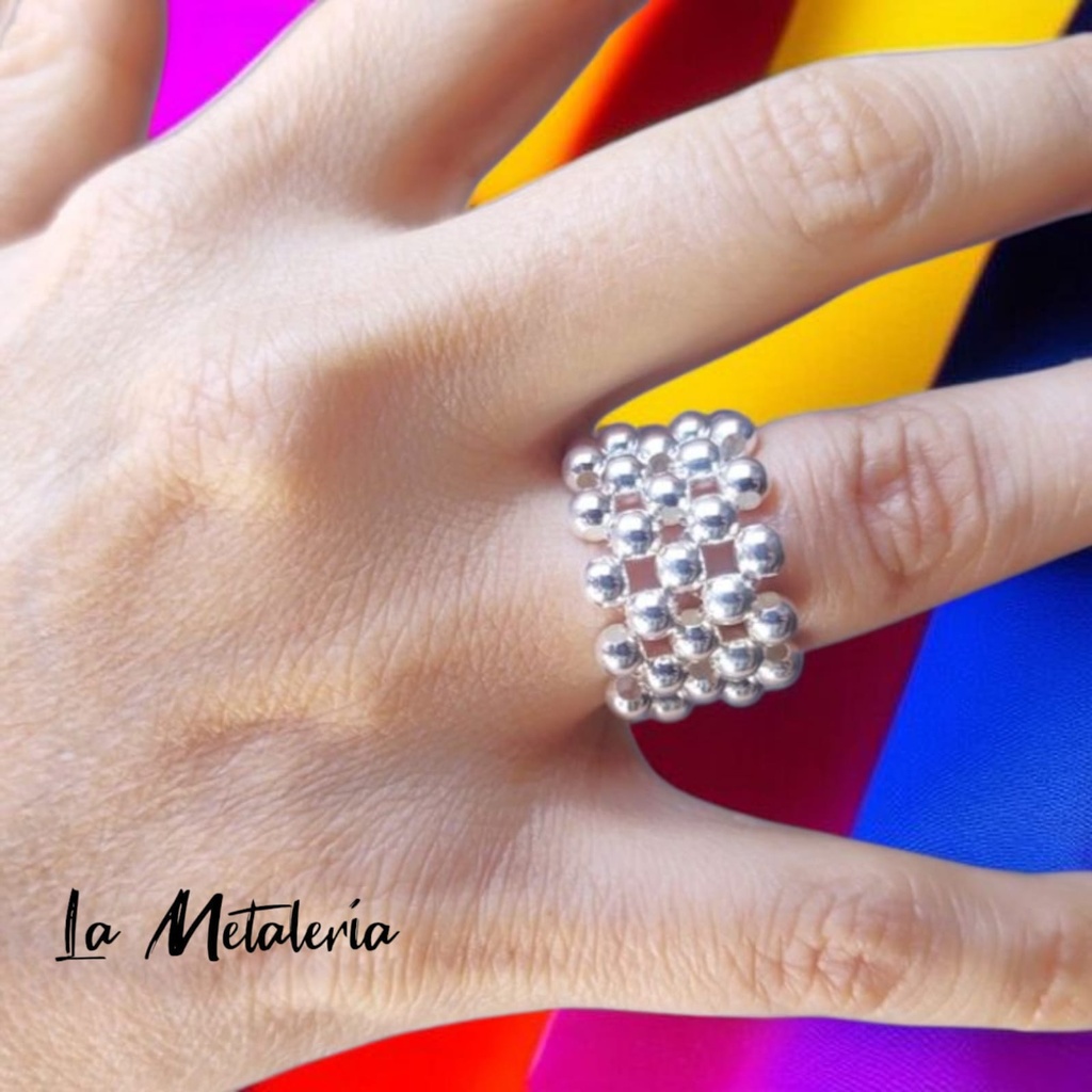 Anillo Bolitas de Plata 5hbg