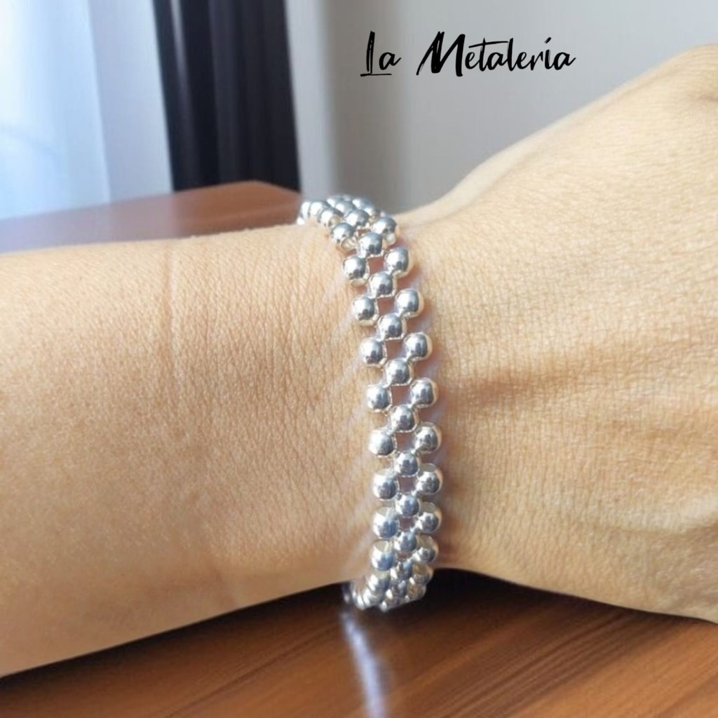 Pulsera Bolitas de Plata 3hbg