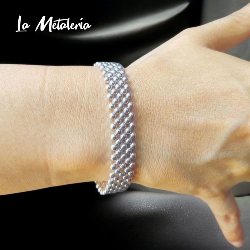 Pulsera Bolitas de Plata 5hbch