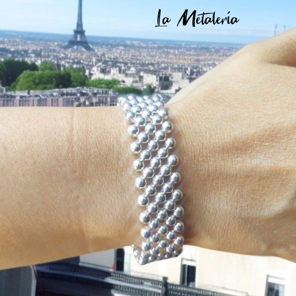 Pulsera Bolitas de Plata 5hbg