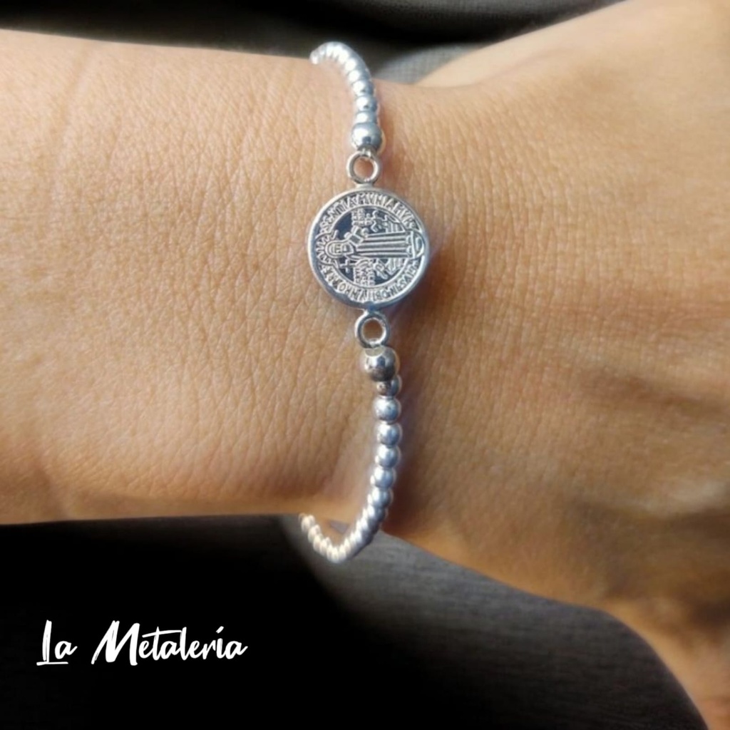 Pulsera Bolitas de Plata y San Benito