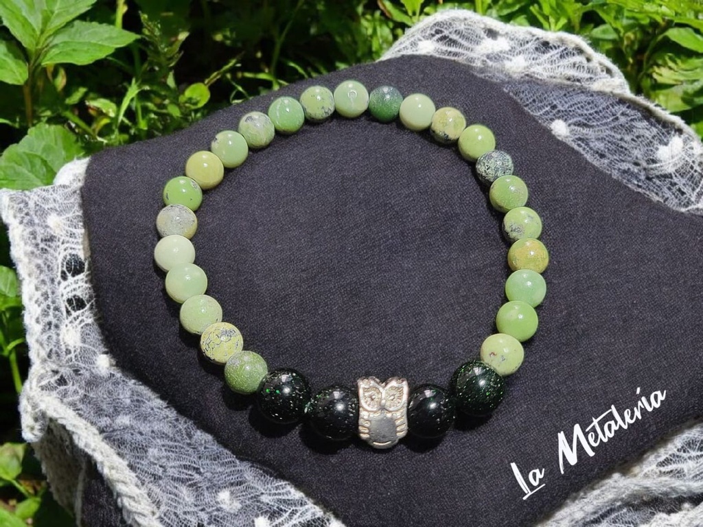 Pulsera Pmp Búho Jade Olivo