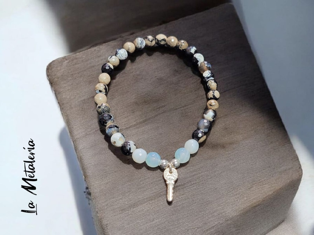 Pulsera Pmp Llave Ágatas Facetadas