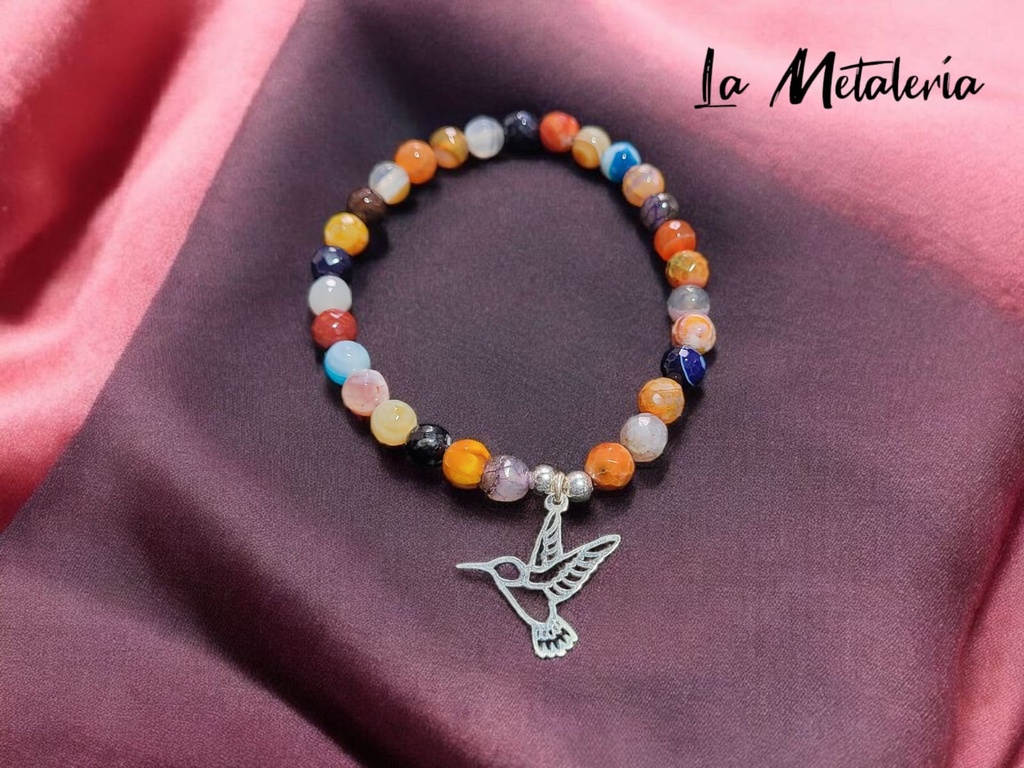 Pulsera Pmp Colibrí Ágatas Multicolor