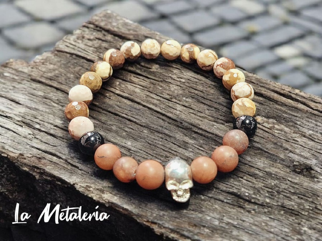 Pulsera Php Cráneo Jaspe Cebra