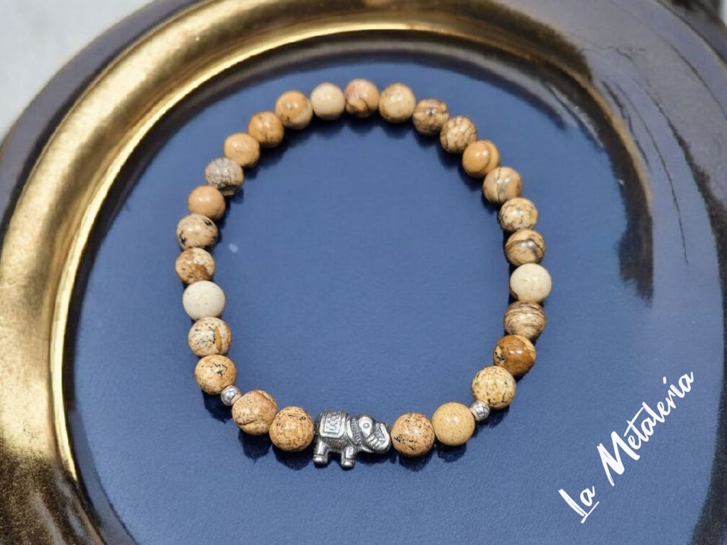 Pulsera PMP Elefante Jaspe Madera