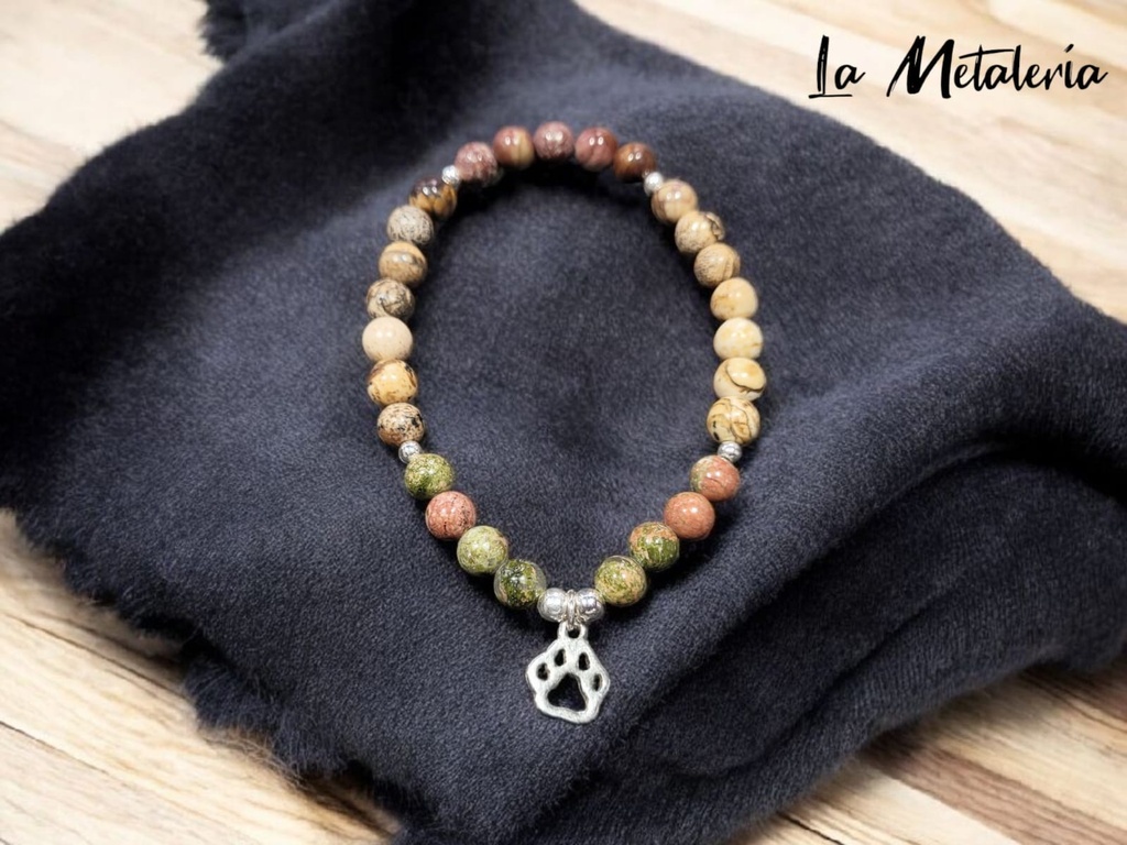 Pulsera PMP Huellita Unakita y Jaspe