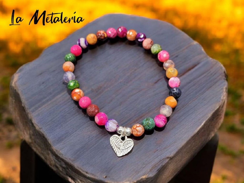 Pulsera PMP Corazón Alado Ágatas