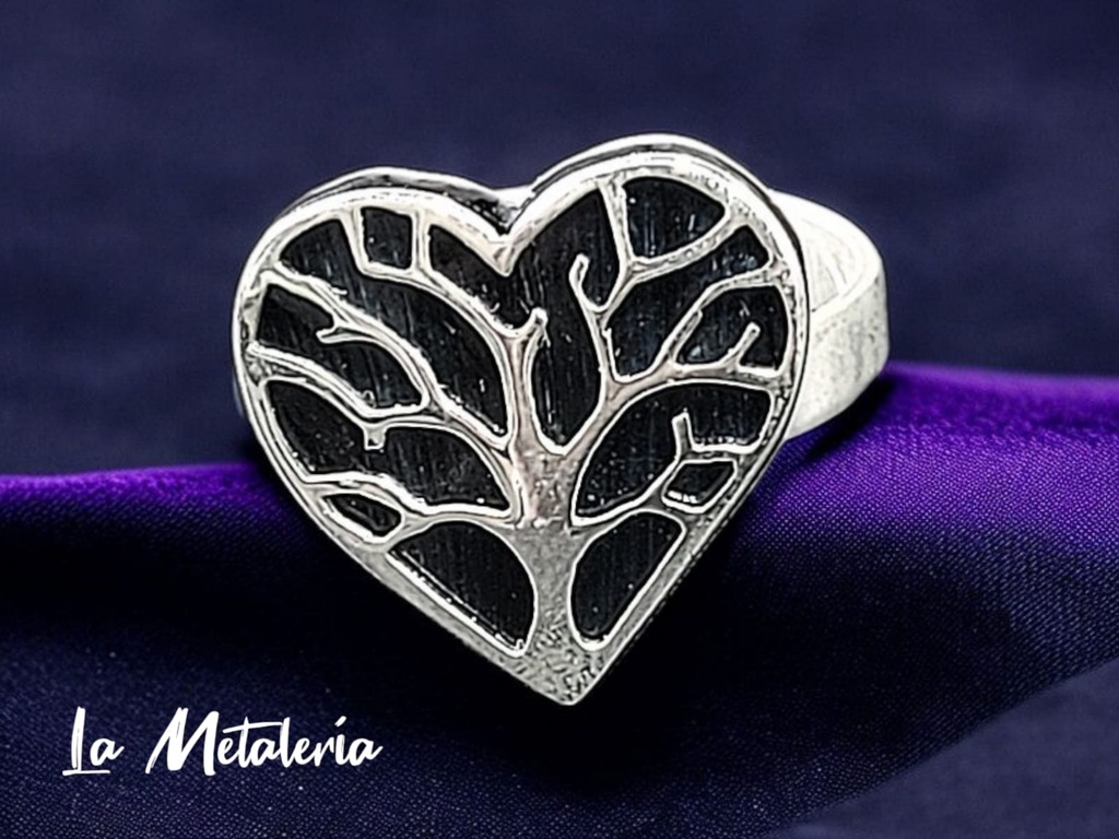 Anillo Corazón con Árbol de la Vida sobre Concha de Abulón