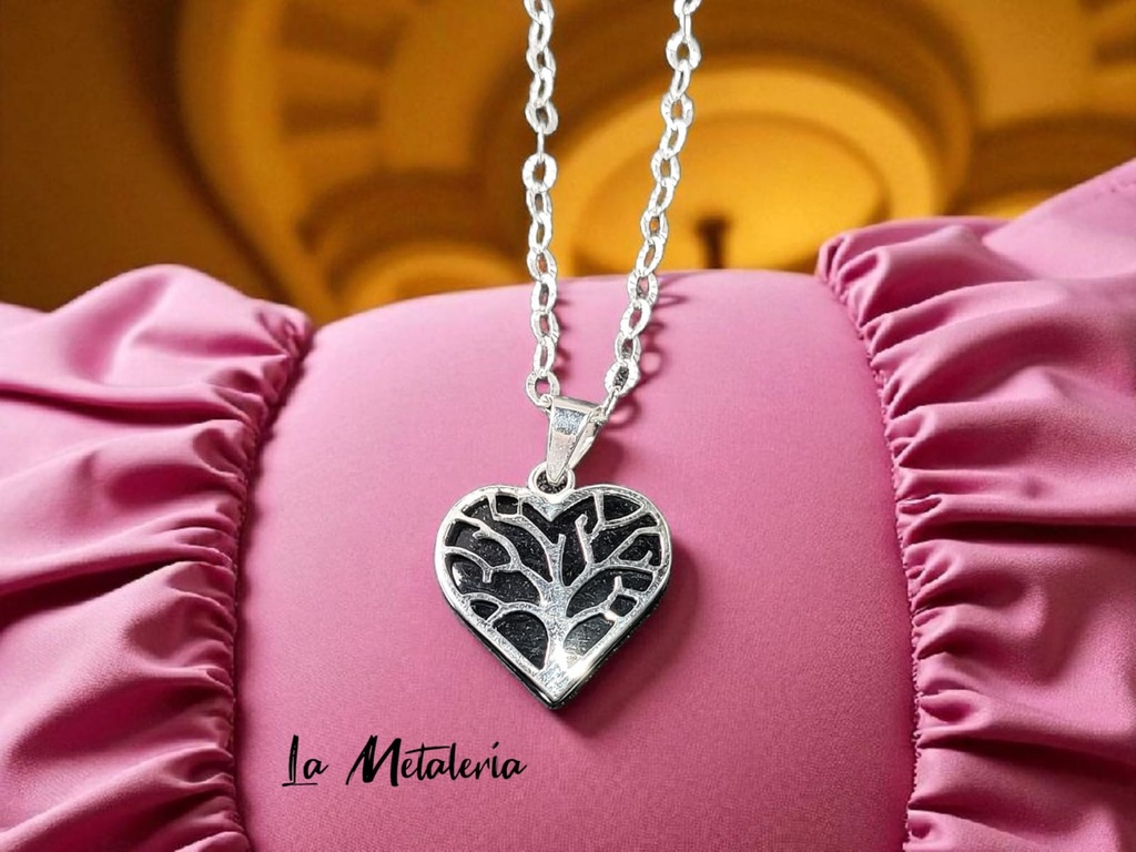 Dije Corazón con Árbol de la Vida sobre Concha de Abulón mini