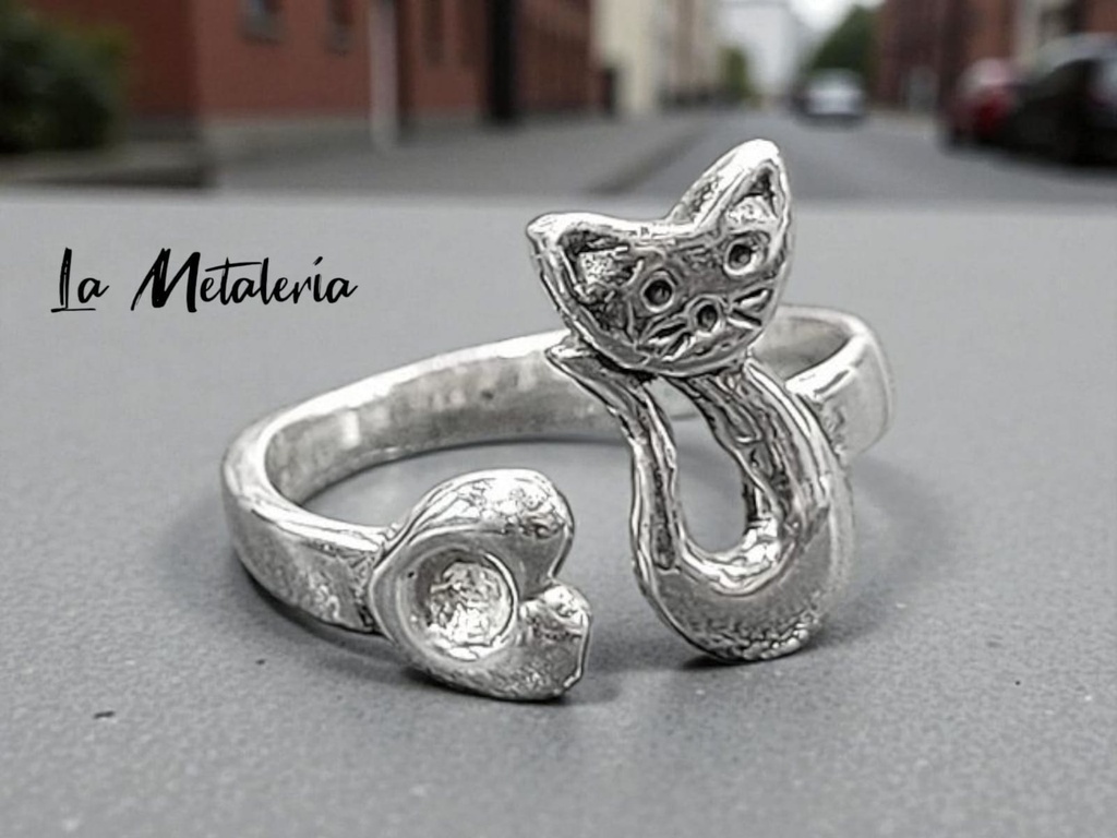 Anillo Gatito y Corazón