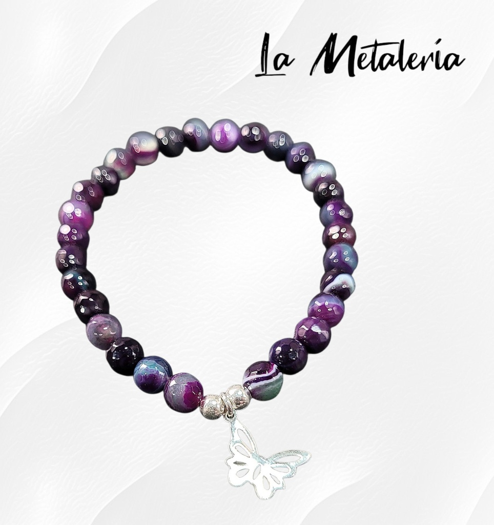 Pulsera PMP Mariposa Ágatas Moradas