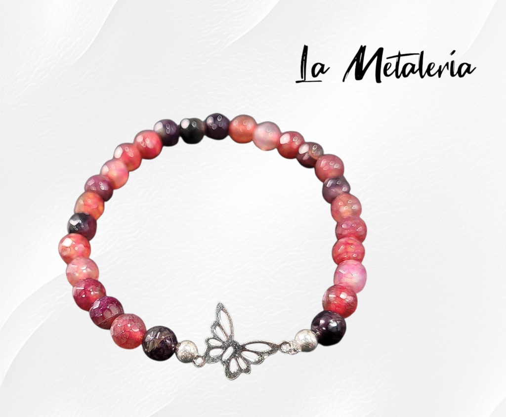 Pulsera PMP Mariposa Ágatas Rojas