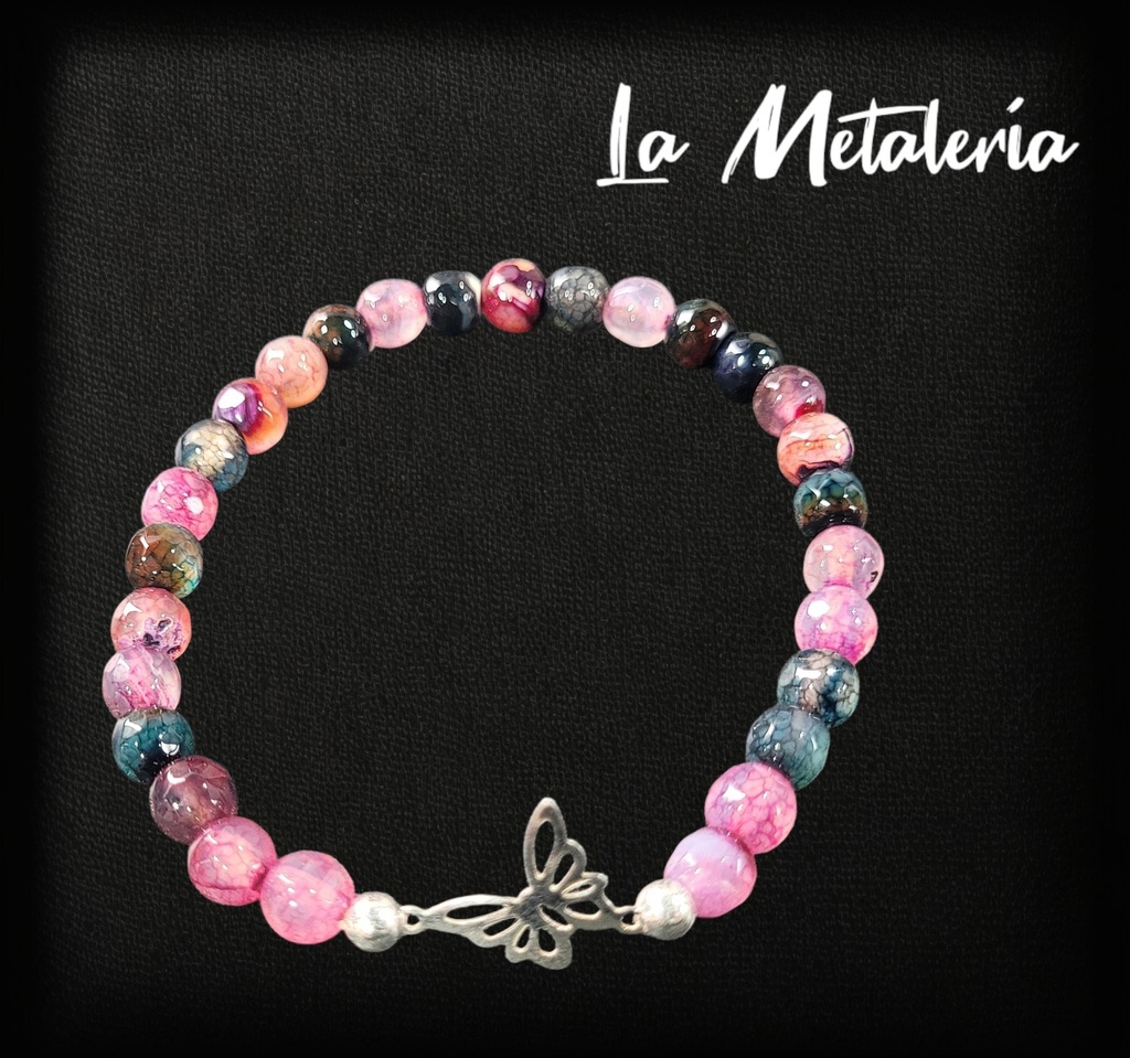 Pulsera PMP Mariposa Ágatas Rosas
