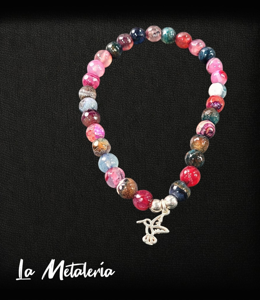 Pulsera PMP Colibrí Ágatas Rosas
