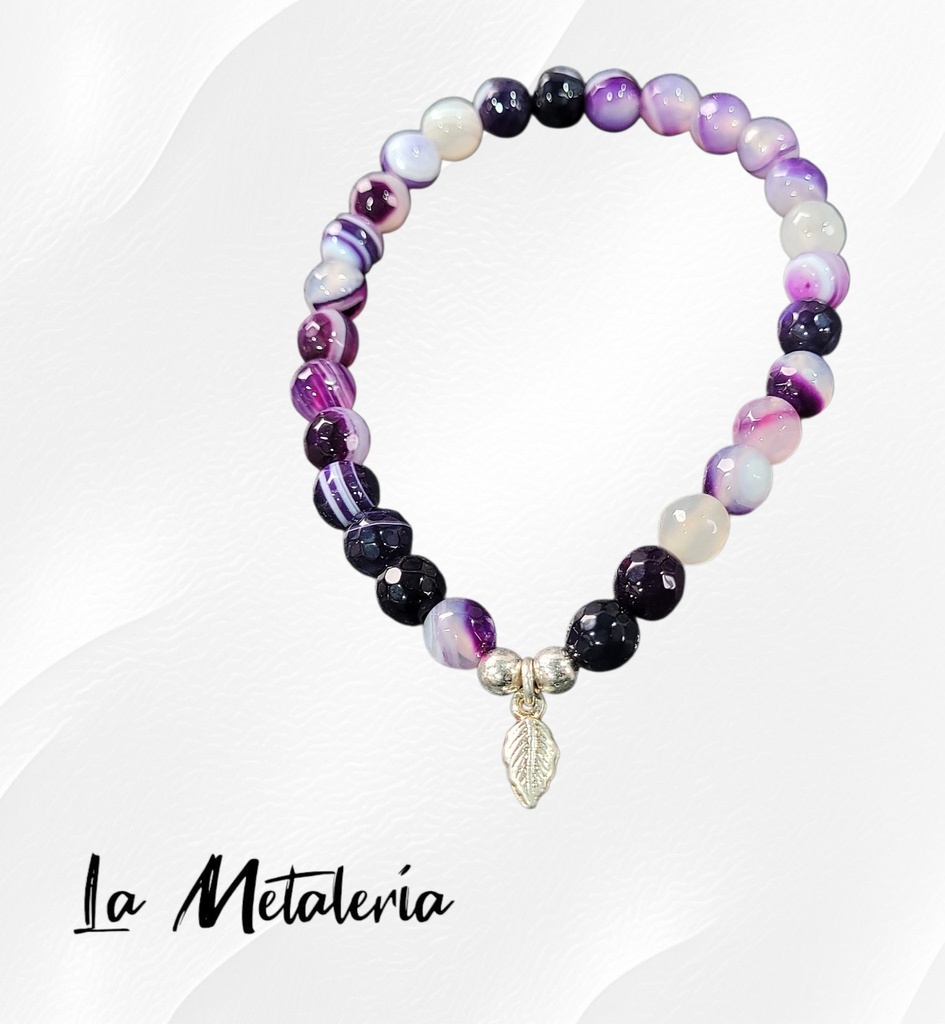 Pulsera PMP Hojita Ágatas Moradas