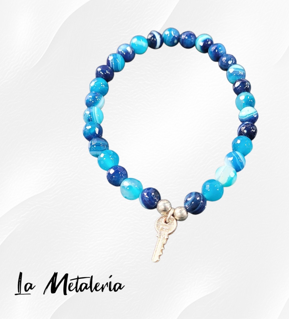 Pulsera PMP Llave Ágatas Azules