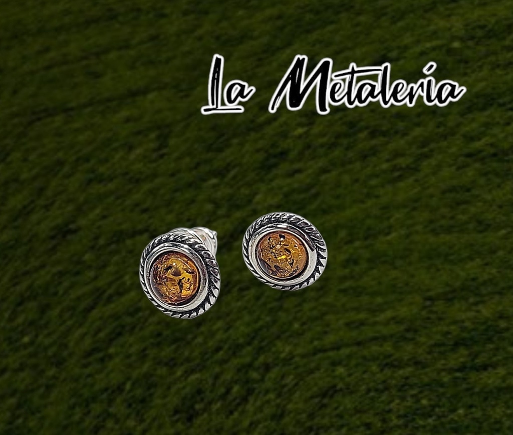 Aretes Ámbar Redondos con Marco E