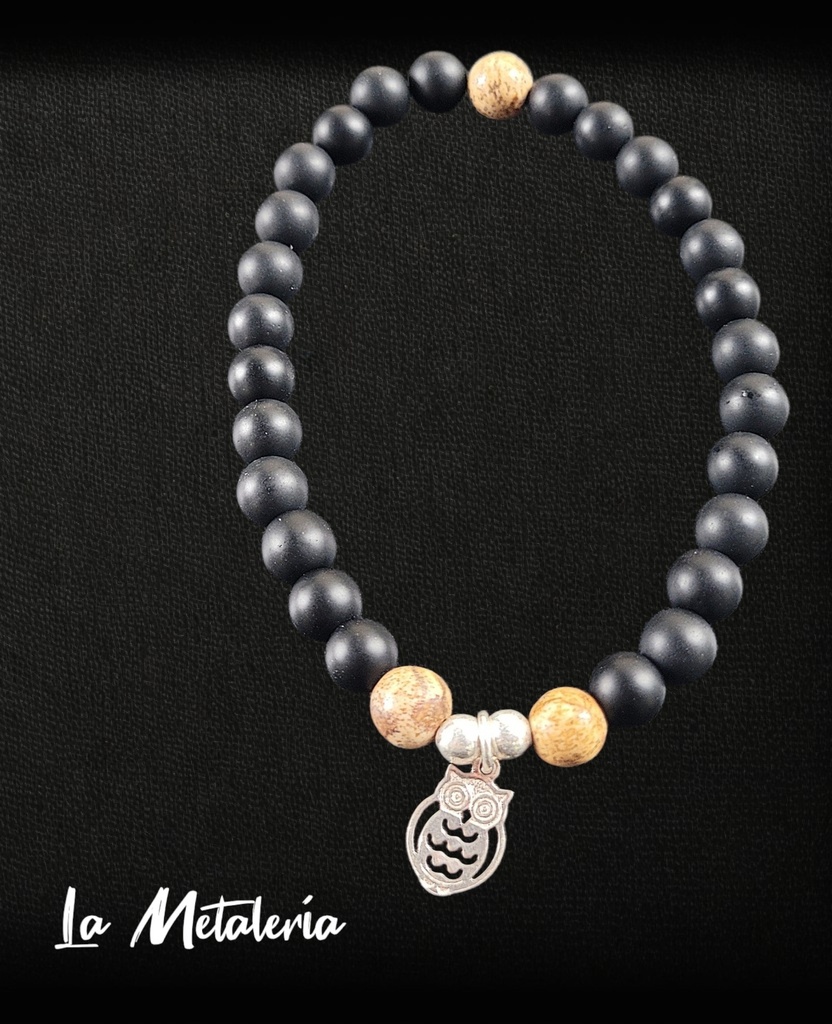 Pulsera PMP Búho Jaspe Madera