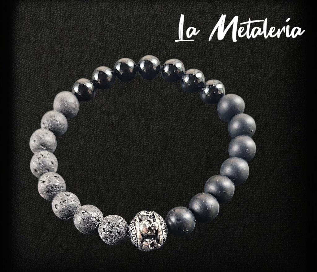 Pulsera PHA Bolita Cráneos Negra