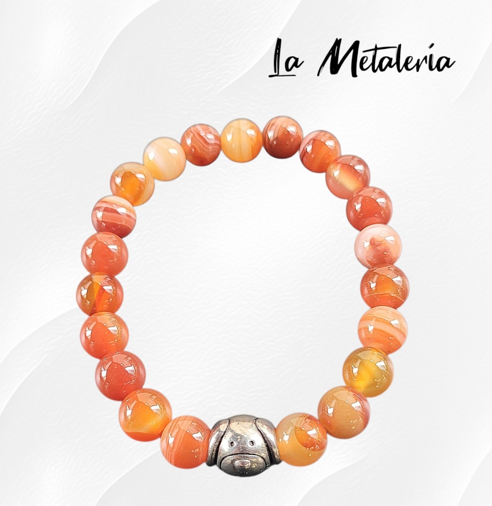 Pulsera PMA Perrito Ágatas Naranjas