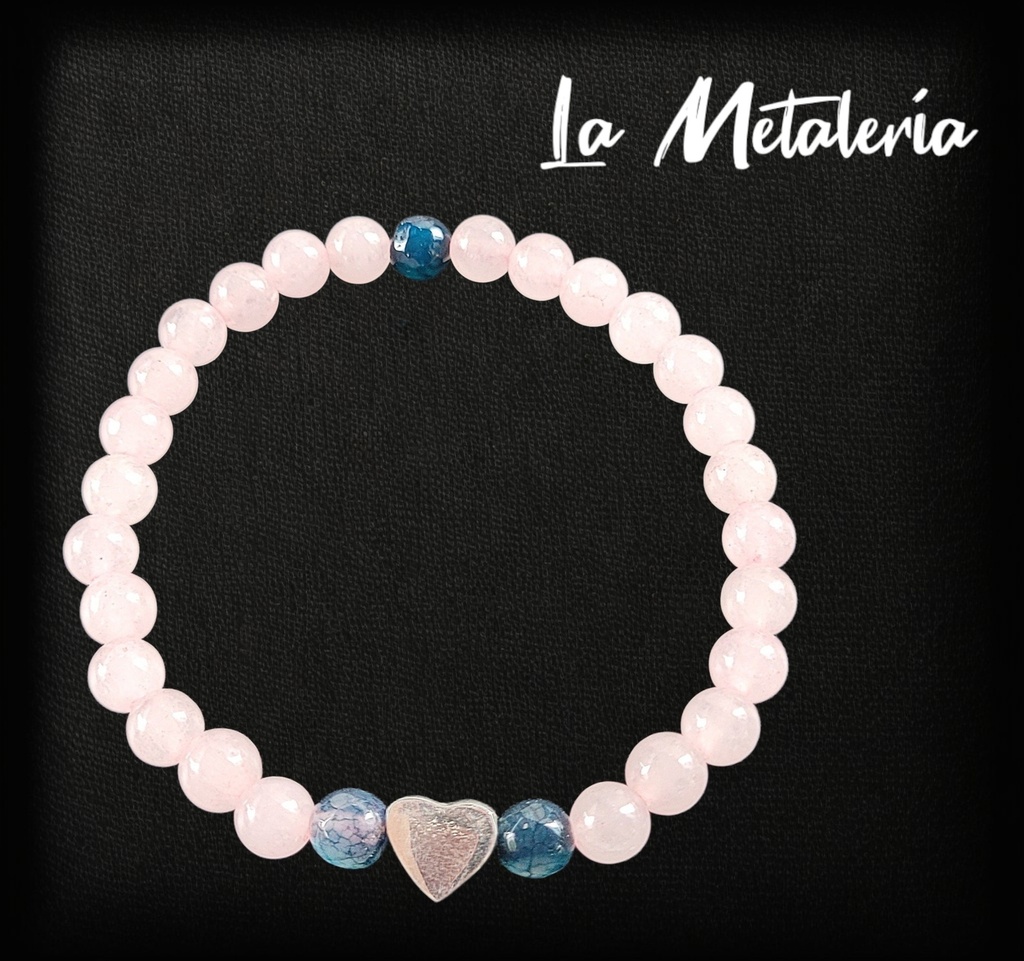 Pulsera PMP Corazón Cuarzo Rosa