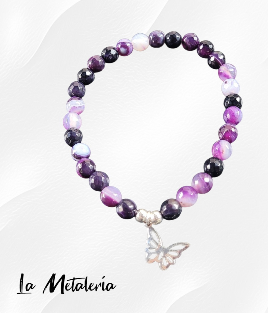 Pulsera PMP Mariposa Ágatas Moradas B