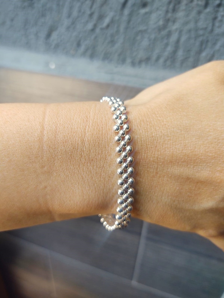 Pulsera Bolitas de Plata 3hbch