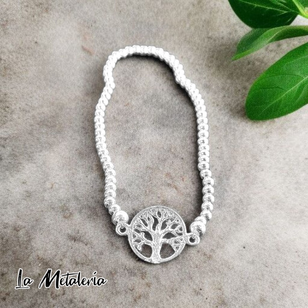 Pulsera Bolitas de Plata y Árbol de la Vida