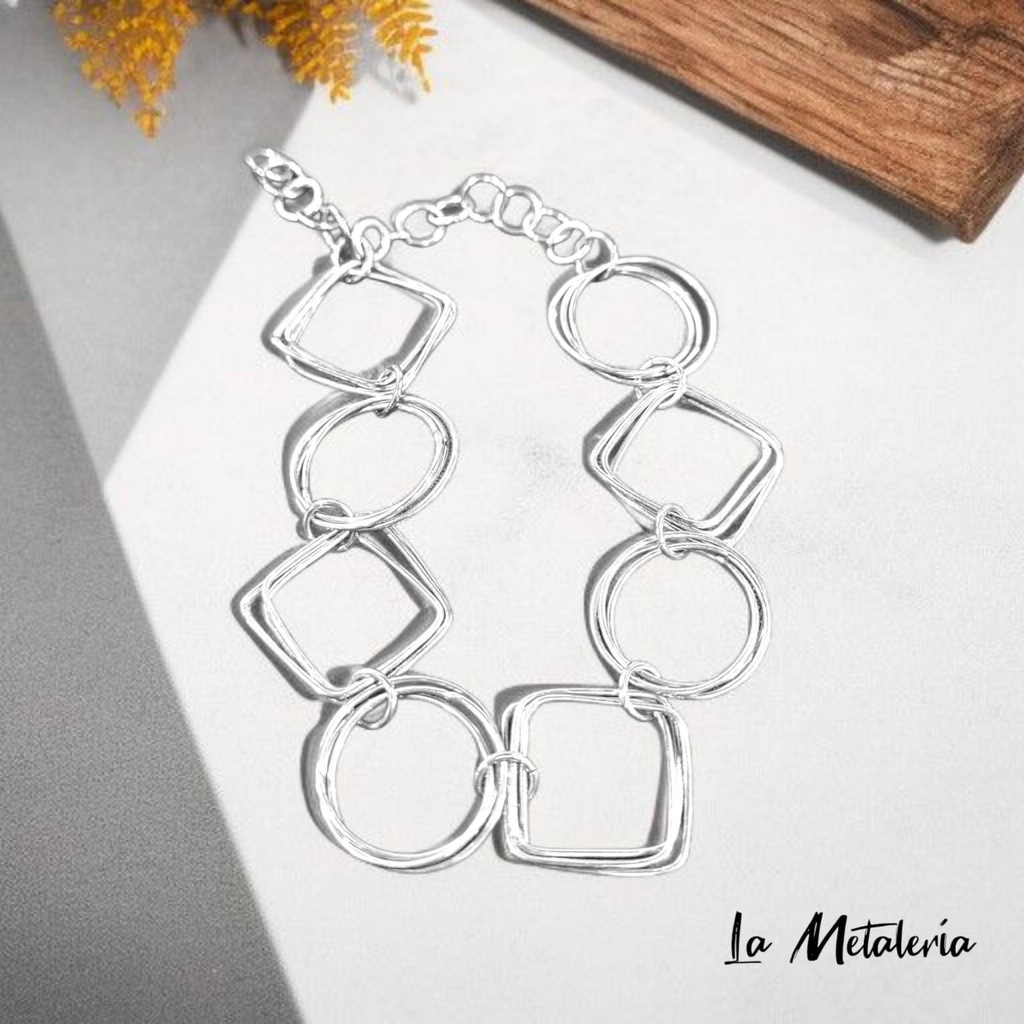 Pulsera Engarzada Círculos y Rombos