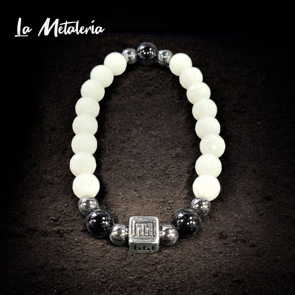 Pulsera PHA Cubo Ágata Blanca