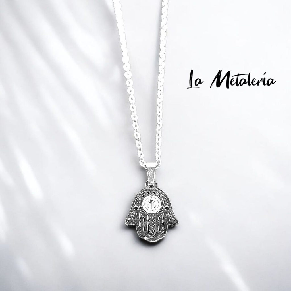 Dije Mano de Fátima con San Benito Ac