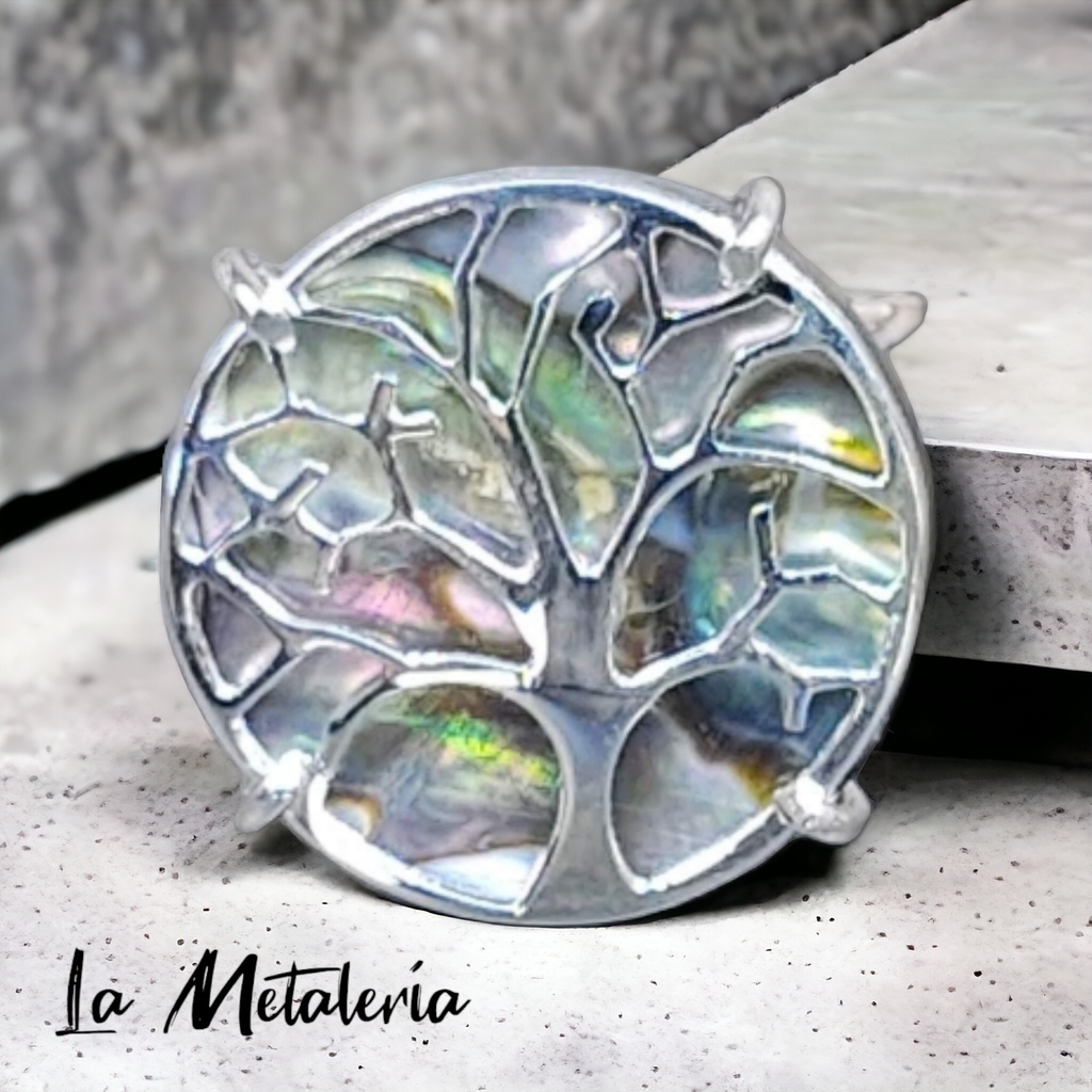 Anillo Árbol de la Vida con Concha de Abulón ch