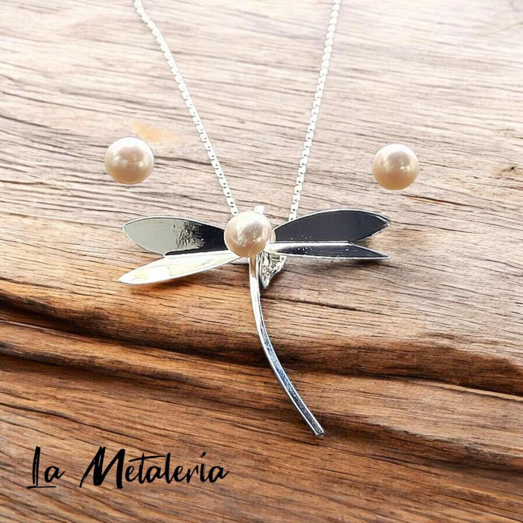 Set Libélula con Perla
