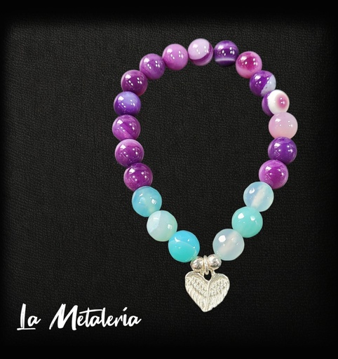 Pulsera PMP Corazón Alado Ágatas Dúo