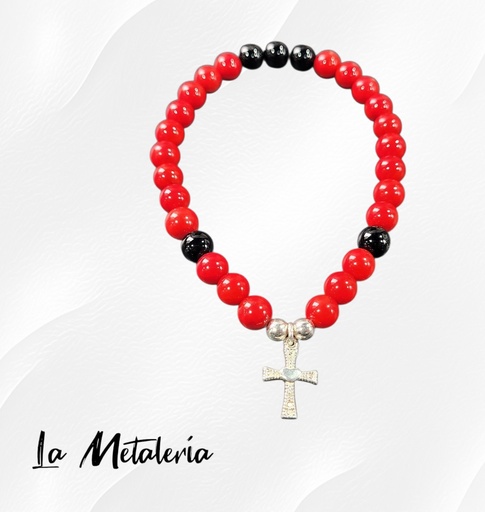Pulsera PMP Cruz Corazón Coral