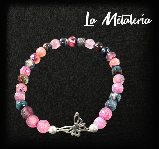 Pulsera PMP Mariposa Ágatas Rosas