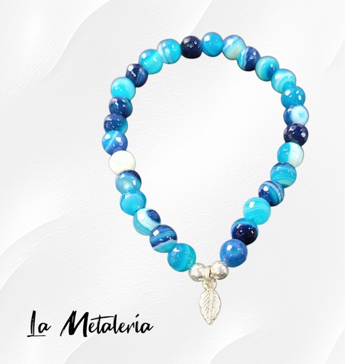 Pulsera PMP Hojita Ágatas Azules