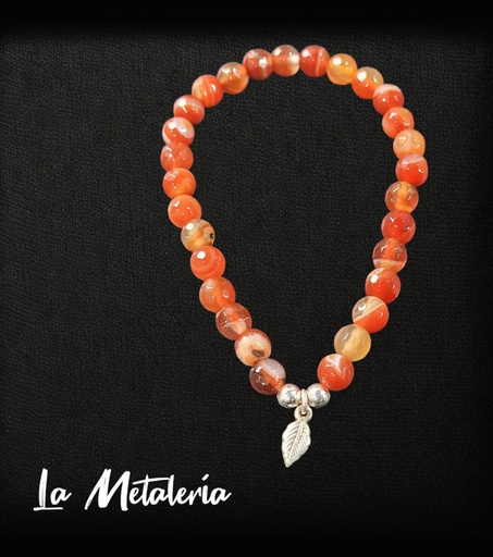 Pulsera PMP Hojita Ágatas Naranjas