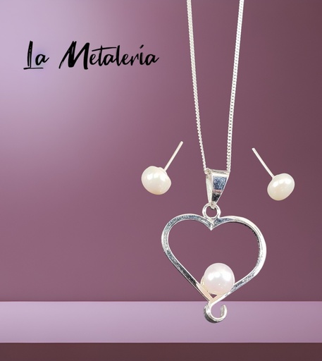 Set Corazón con Perlas