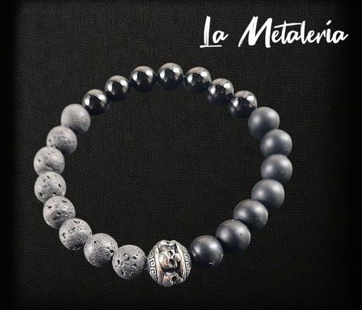 Pulsera PHA Bolita Cráneos Negra