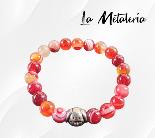 Pulsera PMA Perrito Ágatas Rojas