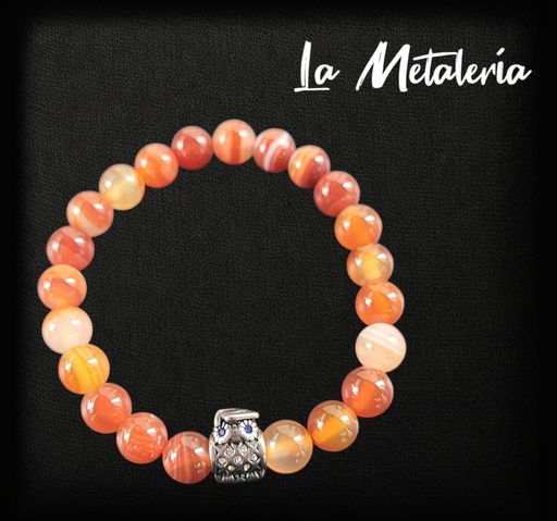 Pulsera PMA Búho Ágatas Naranjas