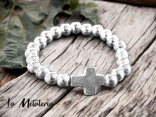 Anillo Bolitas de Plata y Cruz