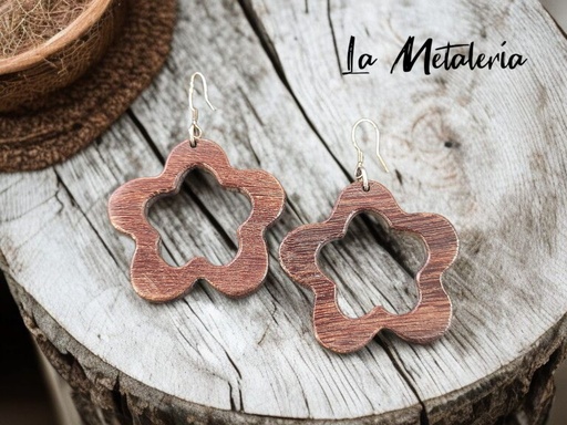 Aretes Flor Palo de Rosa