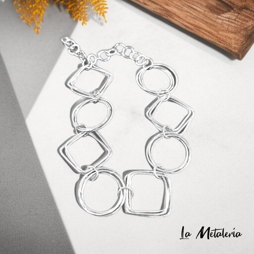 Pulsera Engarzada Círculos y Rombos