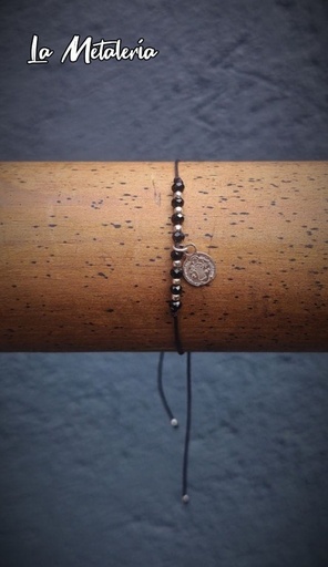 Pulsera Hilo y San Benito Cristal Checo