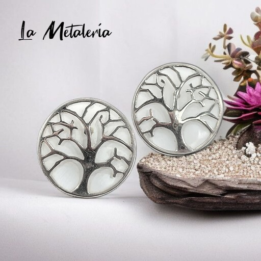 Aretes Árbol de la Vida con Concha de Abulón poste